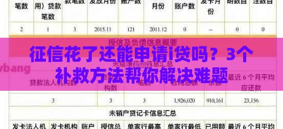 征信花了还能申请i贷吗？3个补救方法帮你解决难题
