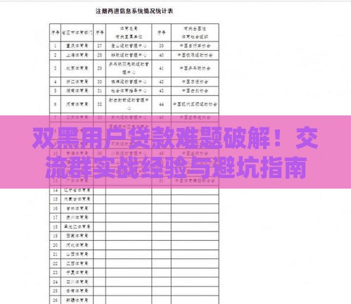 双黑用户贷款难题破解！交流群实战经验与避坑指南