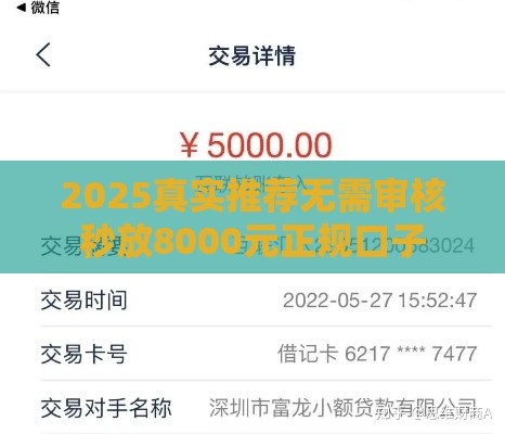 2025真实推荐无需审核秒放8000元正规口子