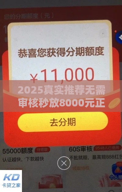 2025真实推荐无需审核秒放8000元正规口子
