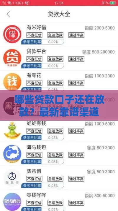 哪些贷款口子还在放款？最新靠谱渠道整理