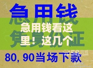 急用钱看这里！这几个网贷口子容易下款还靠谱