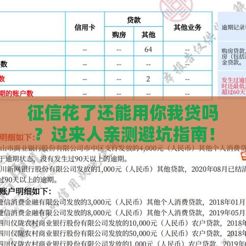 征信花了还能用你我贷吗？过来人亲测避坑指南！