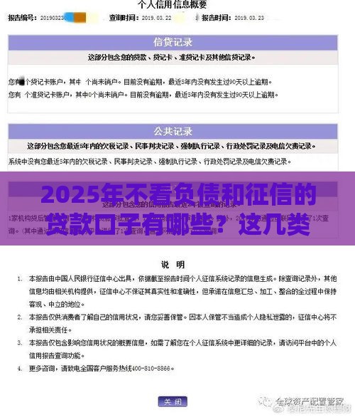 2025年不看负债和征信的贷款口子有哪些？这几类渠道或成新选择！