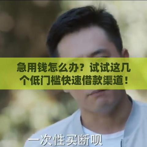 急用钱怎么办？试试这几个低门槛快速借款渠道！