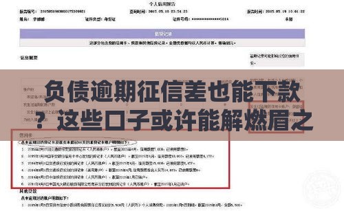 负债逾期征信差也能下款？这些口子或许能解燃眉之急