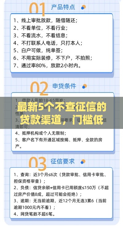 最新5个不查征信的贷款渠道，门槛低到意外