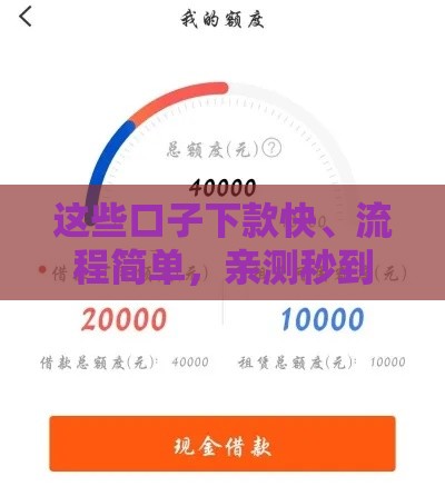 这些口子下款快、流程简单，亲测秒到账