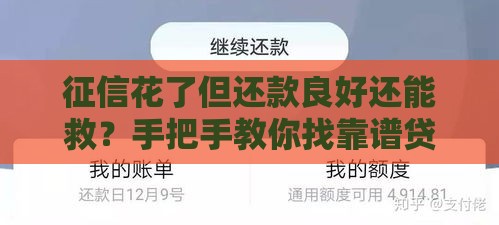 征信花了但还款良好还能救?手把手教你找靠谱贷款口子 征信花了但还款良好还能救?手把手教你找靠谱贷款口子