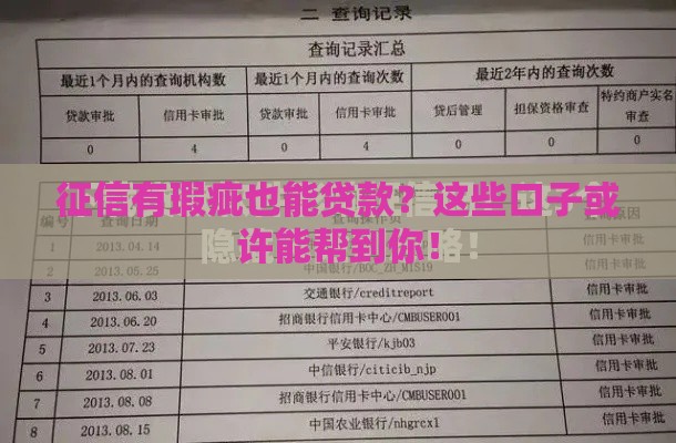 征信有瑕疵也能贷款？这些口子或许能帮到你！
