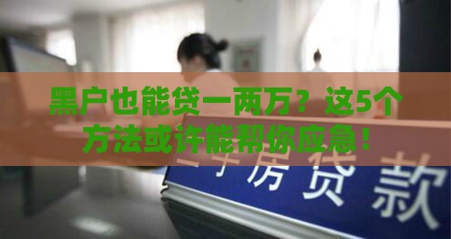 黑户也能贷一两万？这5个方法或许能帮你应急！
