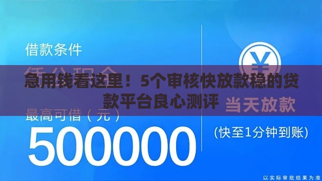 急用钱看这里！5个审核快放款稳的贷款平台良心测评