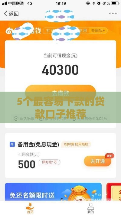 5个最容易下款的贷款口子推荐