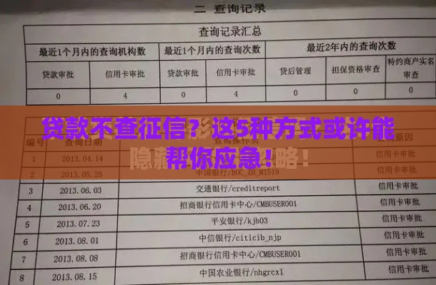 贷款不查征信？这5种方式或许能帮你应急！