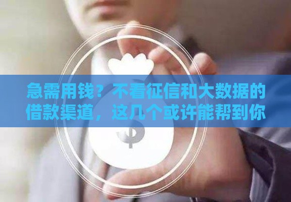 急需用钱？不看征信和大数据的借款渠道，这几个或许能帮到你！