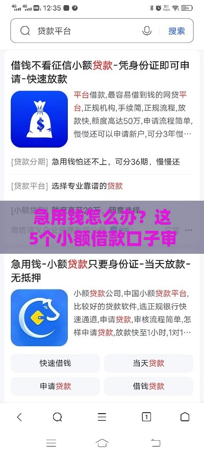 急用钱怎么办？这5个小额借款口子审批快、额度高！