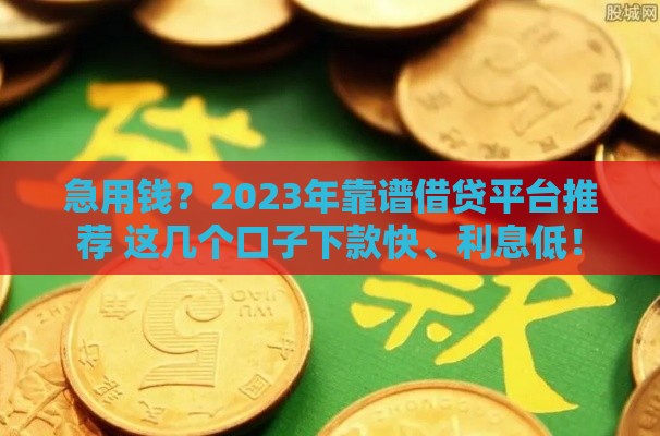 急用钱？2023年靠谱借贷平台推荐 这几个口子下款快、利息低！