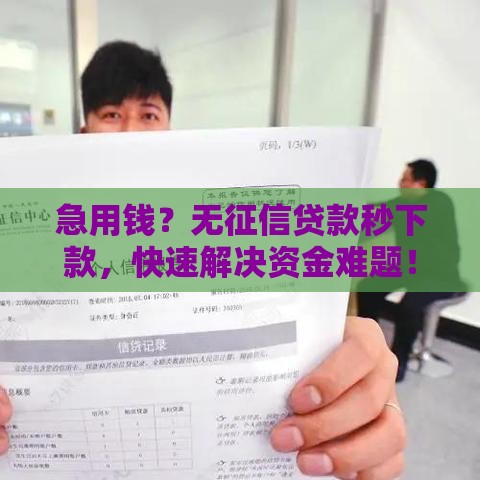急用钱？无征信贷款秒下款，快速解决资金难题！