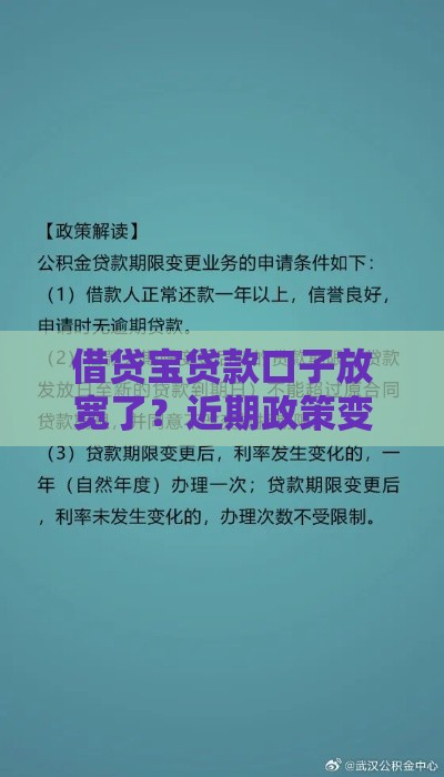 借贷宝贷款口子放宽了？近期政策变化你必须知道！