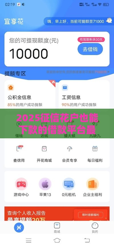 2025征信花户也能下款的借款平台最新推荐