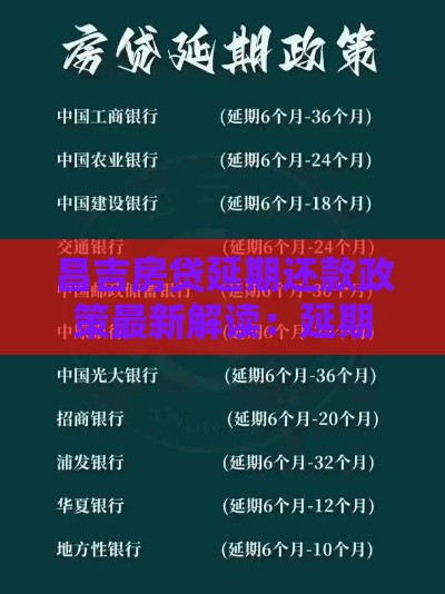 昌吉房贷延期还款政策最新解读：延期条件、申请流程全掌握！