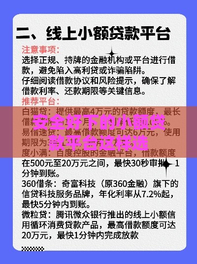 安全好下的小额贷款平台这样选