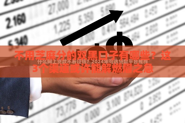 不用芝麻分的双黑口子有哪些？这3个渠道或许能解燃眉之急