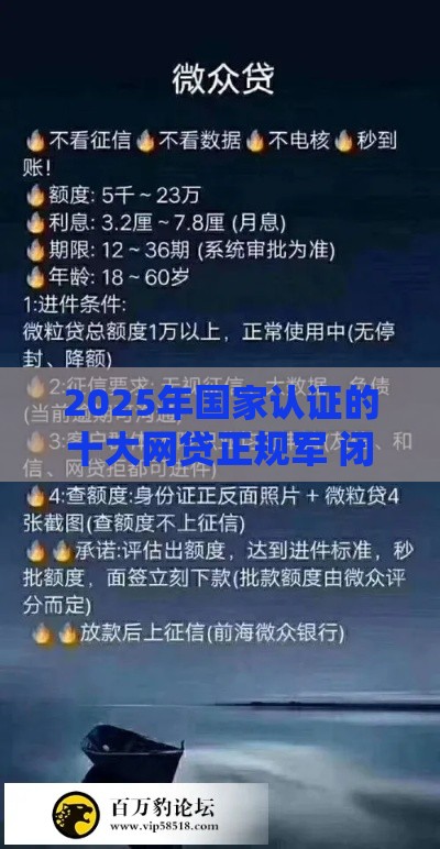 2025年国家认证的十大网贷正规军 闭眼入的借钱神器都在这