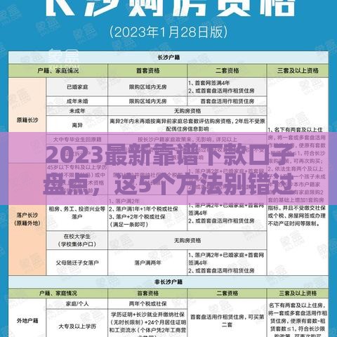 2023最新靠谱下款口子盘点，这5个方法别错过