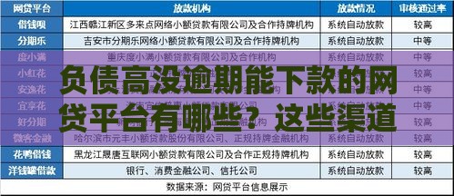 负债高没逾期能下款的网贷平台有哪些？这些渠道通过率高