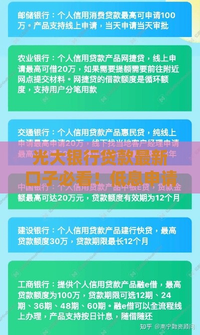 光大银行贷款最新口子必看！低息申请技巧全解析