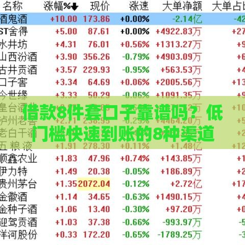 借款8件套口子靠谱吗？低门槛快速到账的8种渠道实测