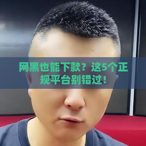 网黑也能下款？这5个正规平台别错过！
