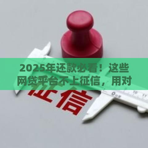 2025年还款必看！这些网贷平台不上征信，用对了真省心