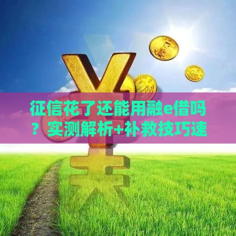 征信花了还能用融e借吗？实测解析+补救技巧速看！