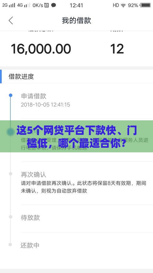 这5个网贷平台下款快、门槛低，哪个最适合你？