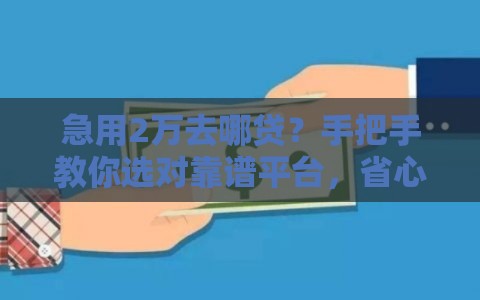 急用2万去哪贷？手把手教你选对靠谱平台，省心又省钱！