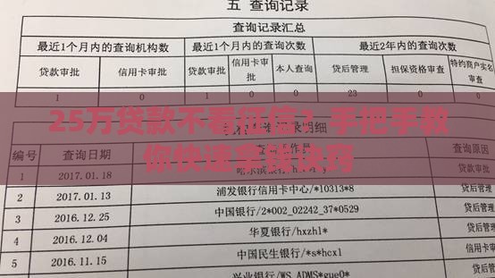 25万贷款不看征信？手把手教你快速拿钱诀窍