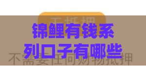 锦鲤有钱系列口子有哪些？这5个靠谱平台帮你轻松借钱！