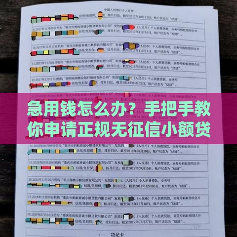 急用钱怎么办？手把手教你申请正规无征信小额贷款