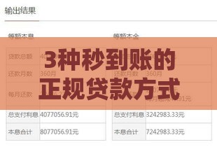 3种秒到账的正规贷款方式盘点