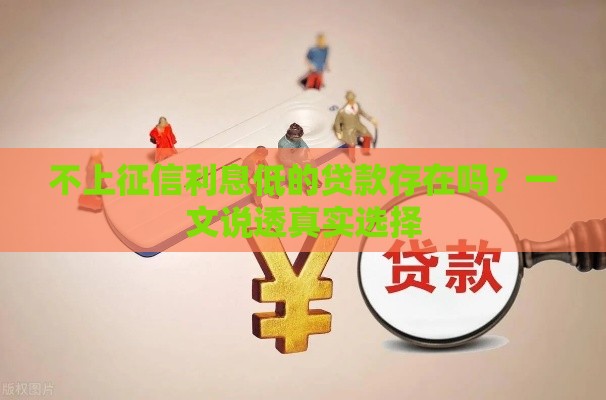 不上征信利息低的贷款存在吗？一文说透真实选择