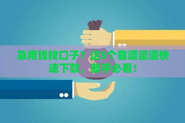 急用钱找口子？这5个靠谱渠道快速下款，新手必看！