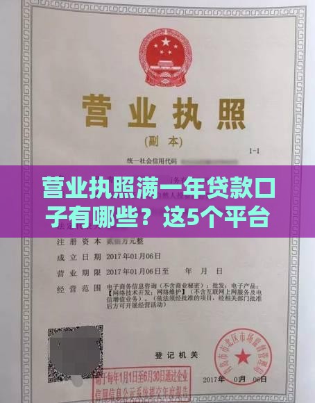 营业执照满一年贷款口子有哪些？这5个平台申请门槛低！