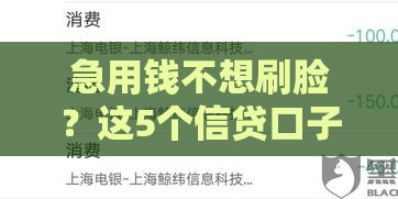 急用钱不想刷脸？这5个信贷口子免面审快速到账！