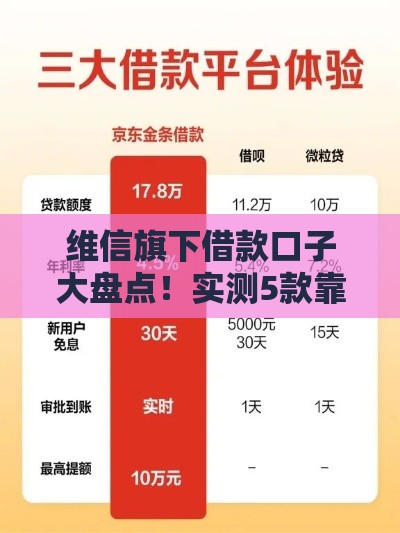 维信旗下借款口子大盘点！实测5款靠谱产品+避坑指南