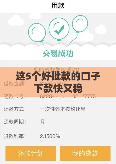 这5个好批款的口子下款快又稳