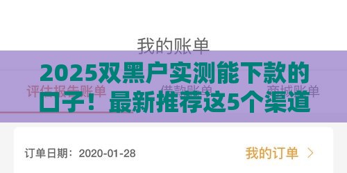 2025双黑户实测能下款的口子！最新推荐这5个渠道