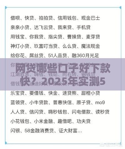 网贷哪些口子好下款快？2025年实测5个最快到账平台推荐