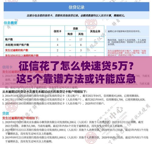 征信花了怎么快速贷5万?这5个靠谱方法或许能应急! 征信花了怎么快速贷5万?这5个靠谱方法或许能应急!